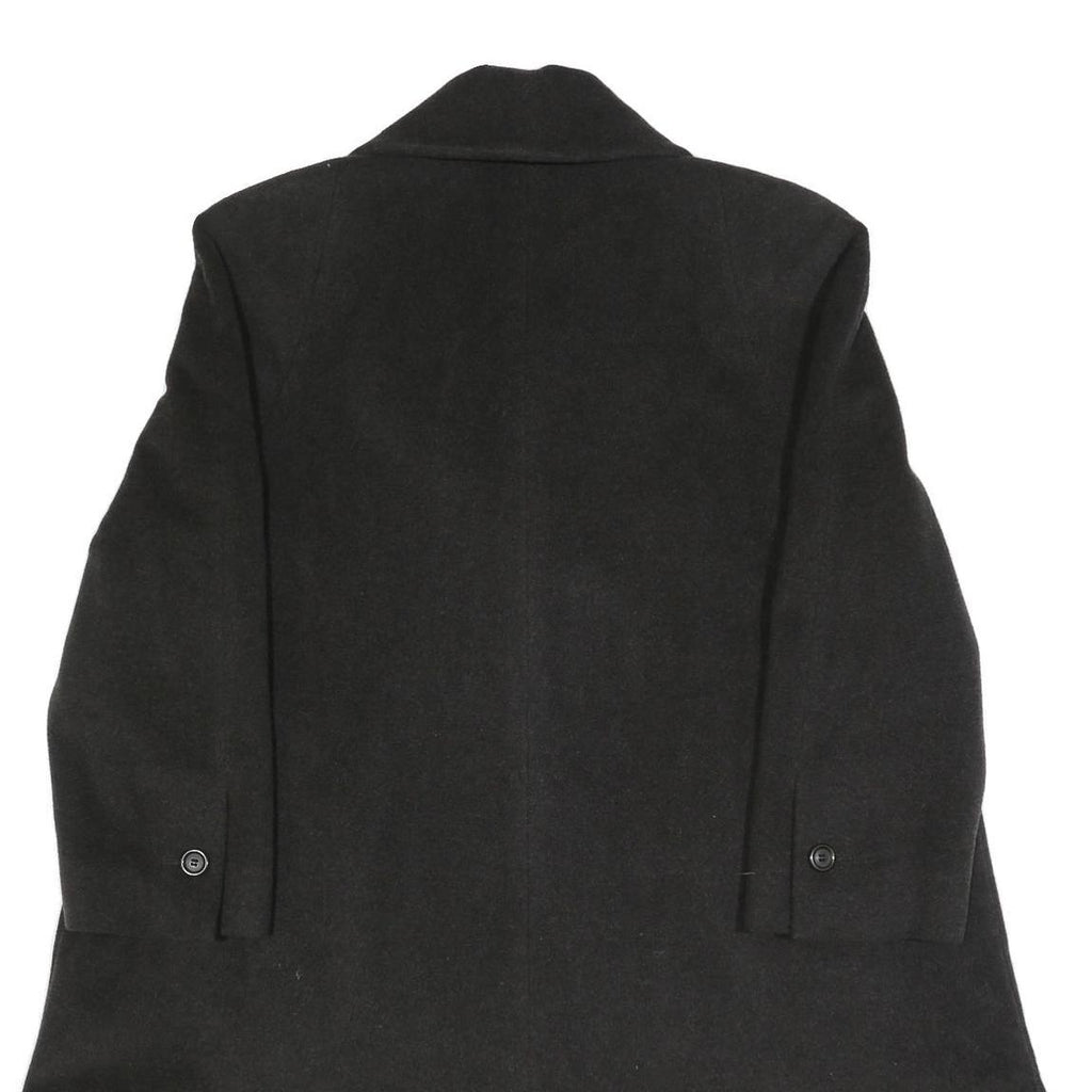 Womens Black Wool Blend Button Jacket UK 12 Classic Coat Plain Elegant