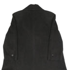 Womens Black Wool Blend Button Jacket UK 12 Classic Coat Plain Elegant