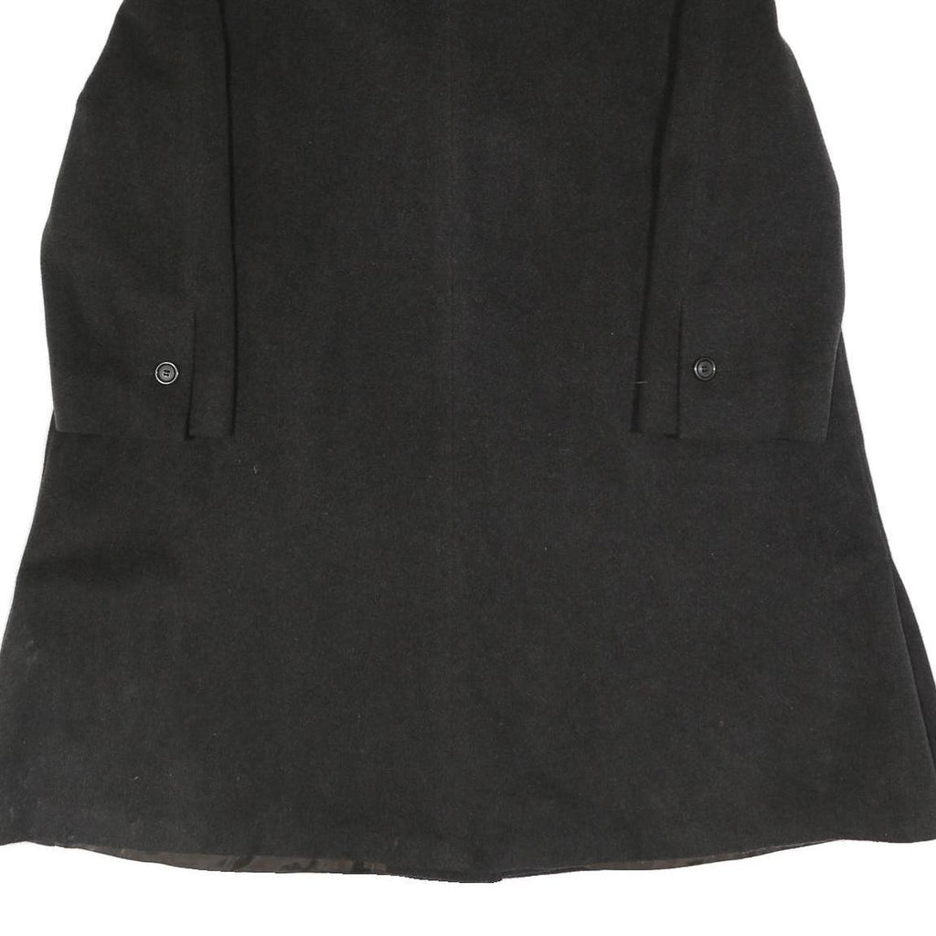 Womens Black Wool Blend Button Jacket UK 12 Classic Coat Plain Elegant