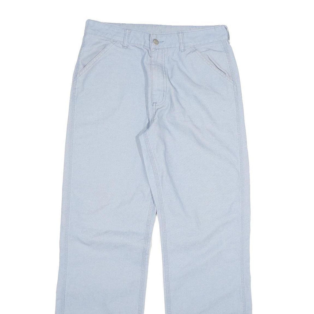 CARHARTT Mens Regular Fit Cotton Blend Light Blue Trousers W30 L31 Zip Pocket
