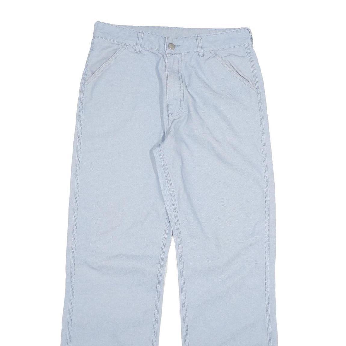 CARHARTT Mens Regular Fit Cotton Blend Light Blue Trousers W30 L31 Zip Pocket