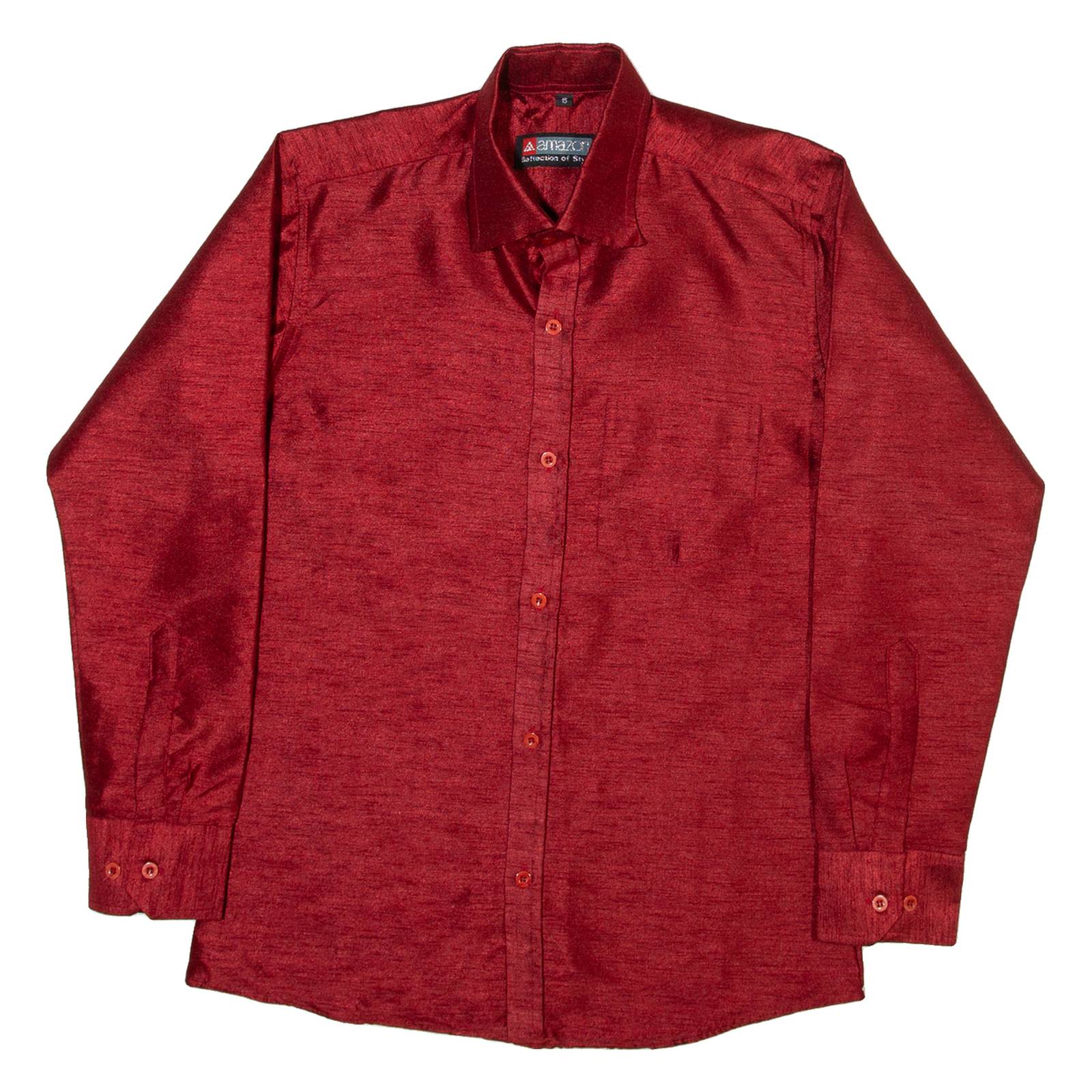 AMAZON Mens Plain Shirt Red Long Sleeve S