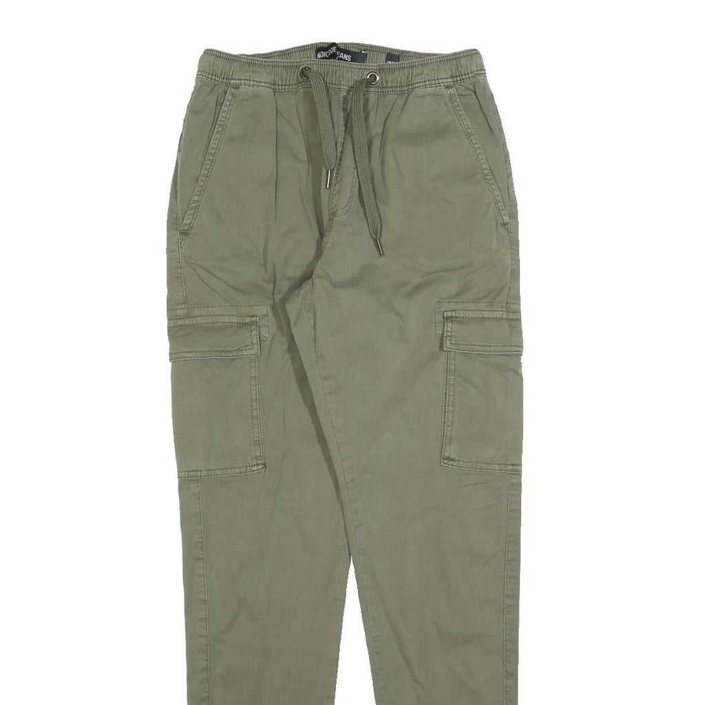INDICODE JEANS Womens Cotton Blend Green Slim Cargo Trousers W26 L30 Drawstring
