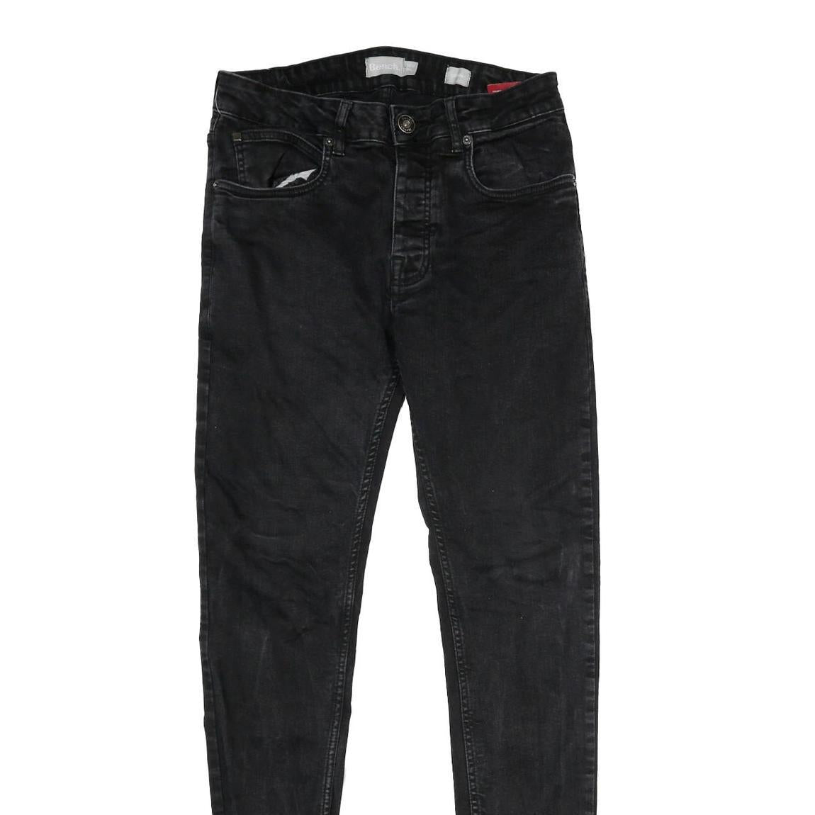 BENCH Mens Slim Black Jeans Denim W32 L34 Stylish Zip Closure Stretch Fit