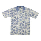 CAMBRIDGE CLASSICS Womens Blue & Cream Floral Short Sleeve Polo Shirt S Cotton