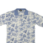 CAMBRIDGE CLASSICS Womens Blue & Cream Floral Short Sleeve Polo Shirt S Cotton