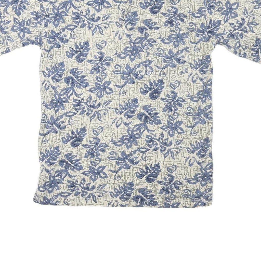 CAMBRIDGE CLASSICS Womens Blue & Cream Floral Short Sleeve Polo Shirt S Cotton