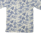 CAMBRIDGE CLASSICS Womens Blue & Cream Floral Short Sleeve Polo Shirt S Cotton