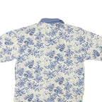 CAMBRIDGE CLASSICS Womens Blue & Cream Floral Short Sleeve Polo Shirt S Cotton