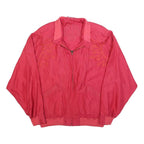 CARLO COLUCCI Mens Red Silk Bomber XL Woven Plain Zip Jacket Elegant Retro