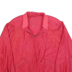 CARLO COLUCCI Mens Red Silk Bomber XL Woven Plain Zip Jacket Elegant Retro