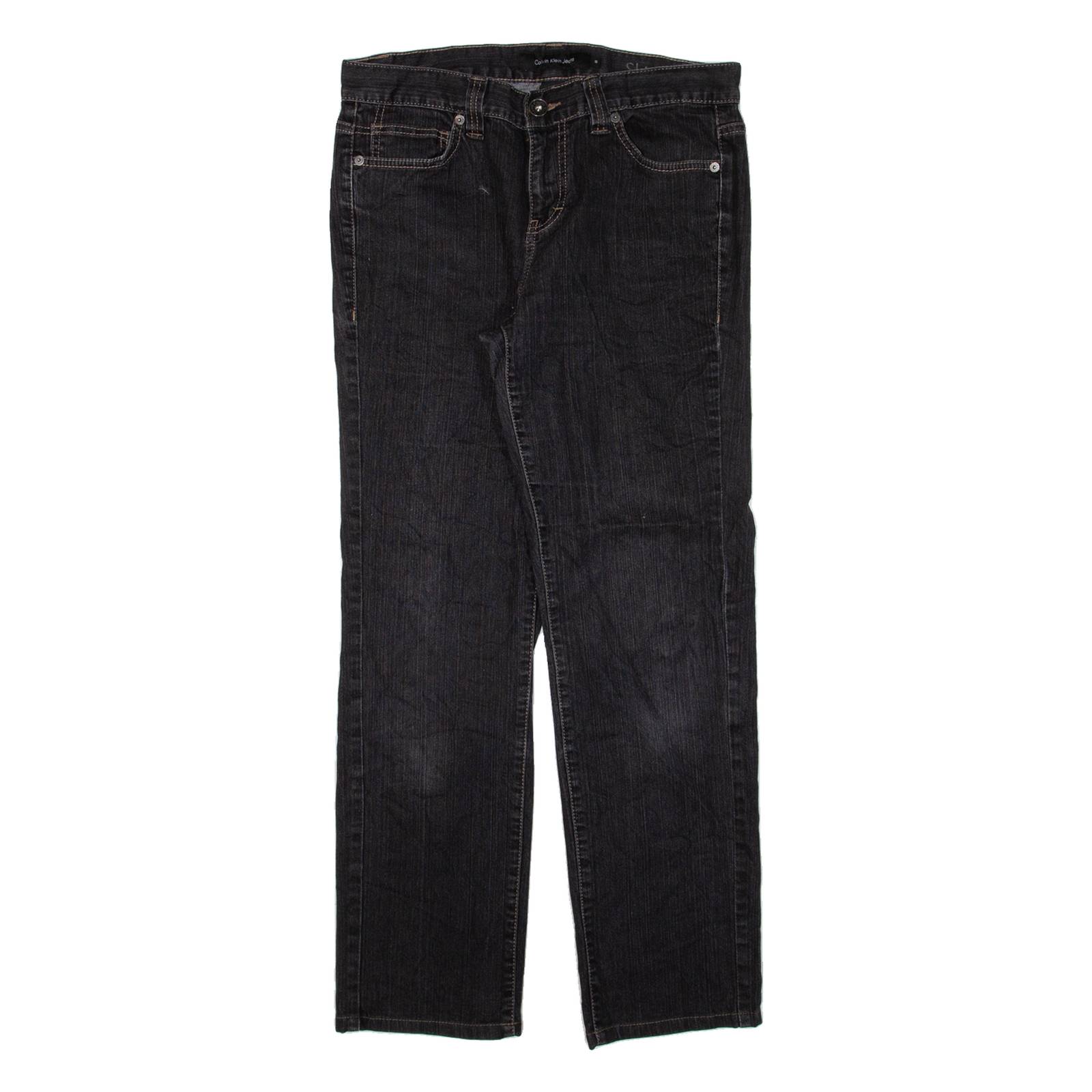 CALVIN KLEIN JEANS Womens Jeans Black Slim Straight W32 L28