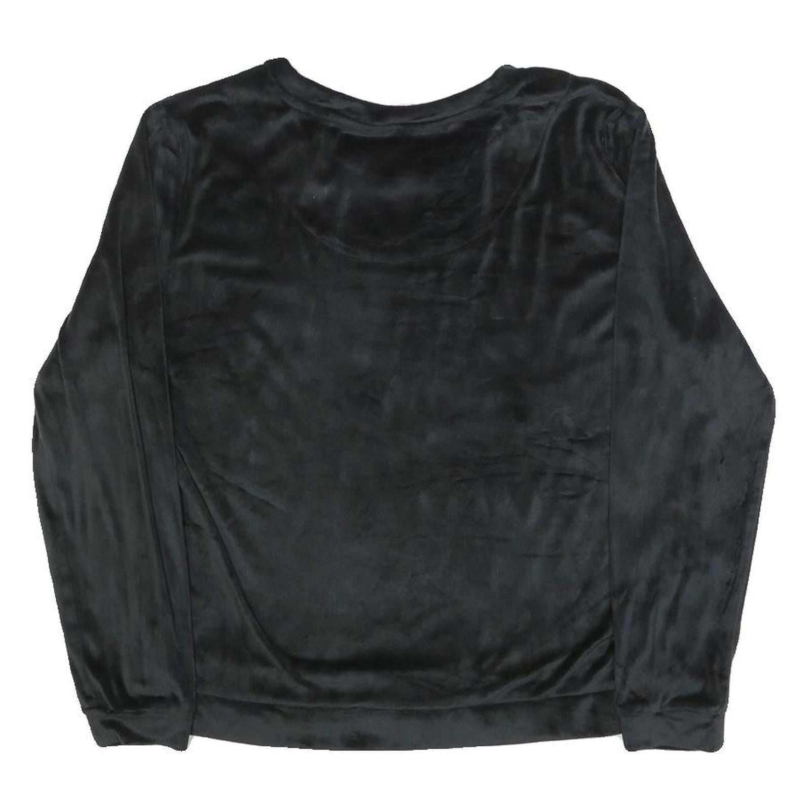 JUICY COUTURE Womens Black Crystal Logo Crew Neck M Plush Sweatshirt