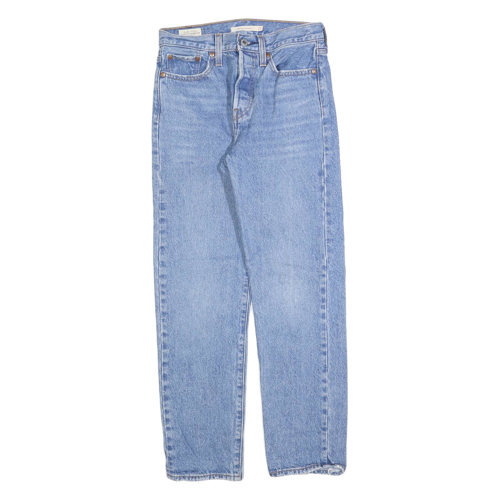 LEVI'S Womens Regular Fit Blue Denim Straight Leg Jeans W25 L28 Classic Cotton