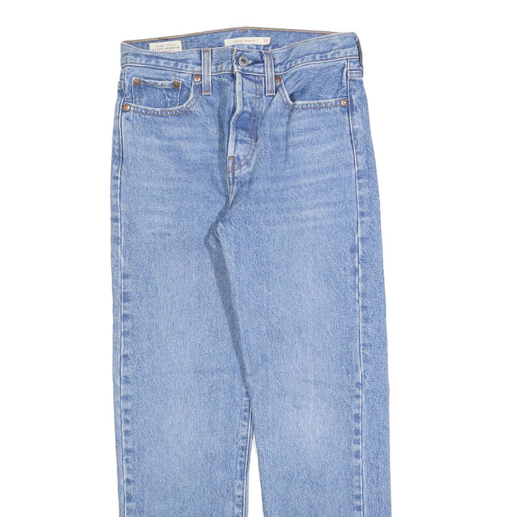 LEVI'S Womens Regular Fit Blue Denim Straight Leg Jeans W25 L28 Classic Cotton