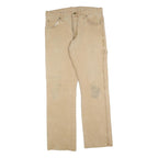 DICKIES Mens Cotton Blend Beige Regular Fit Straight Leg Trousers W32 L32