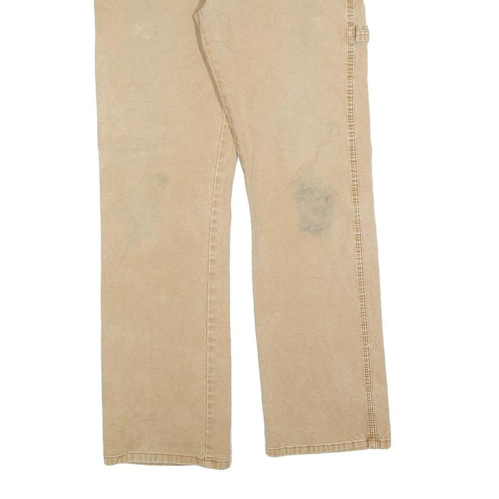 DICKIES Mens Cotton Blend Beige Regular Fit Straight Leg Trousers W32 L32