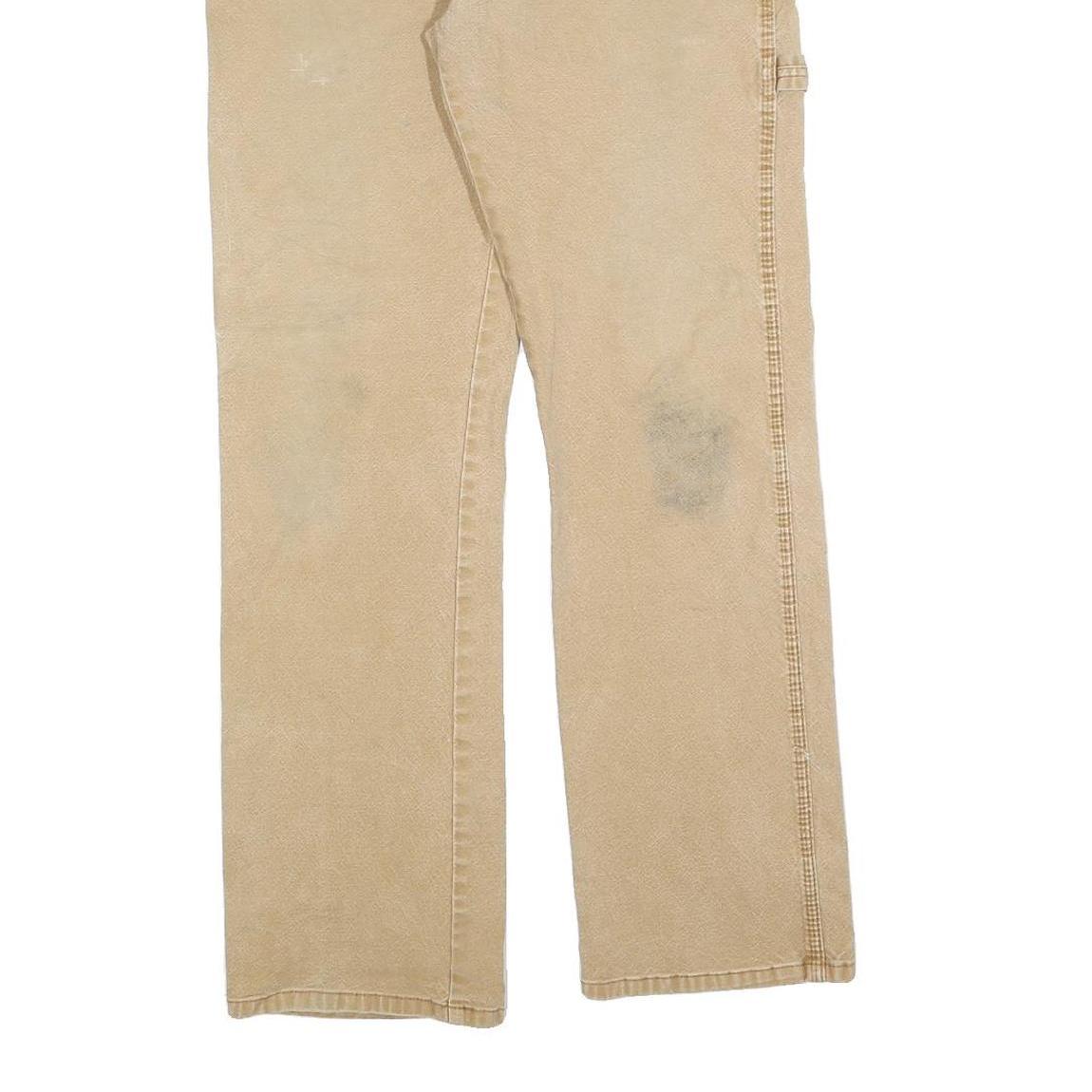 DICKIES Mens Cotton Blend Beige Regular Fit Straight Leg Trousers W32 L32