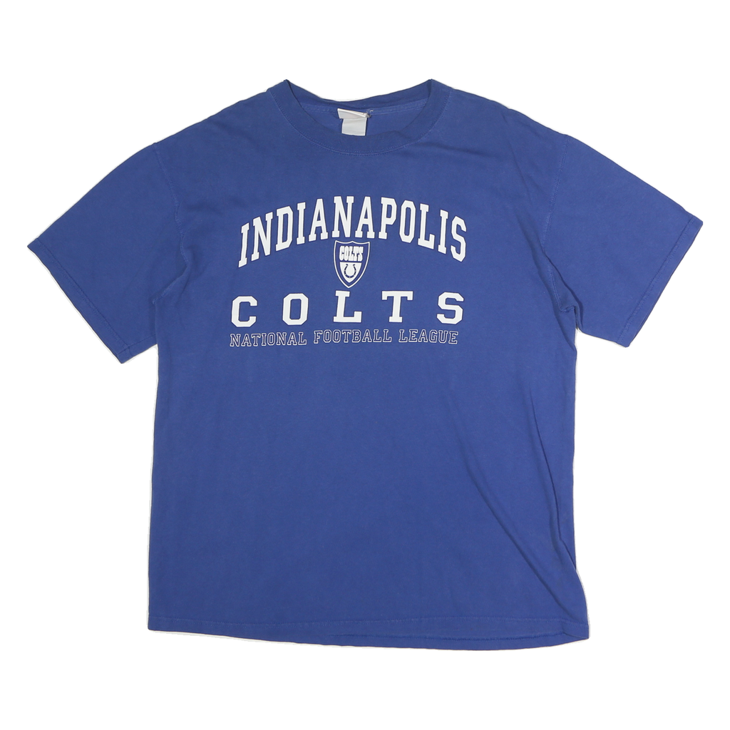 NFL Mens Blue Indianapolis Colts T-Shirt L Short Sleeve Crew Neck Cotton