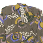 RICH LADY Womens Grey Green & Purple Printed Shirt Long Sleeve Collared S