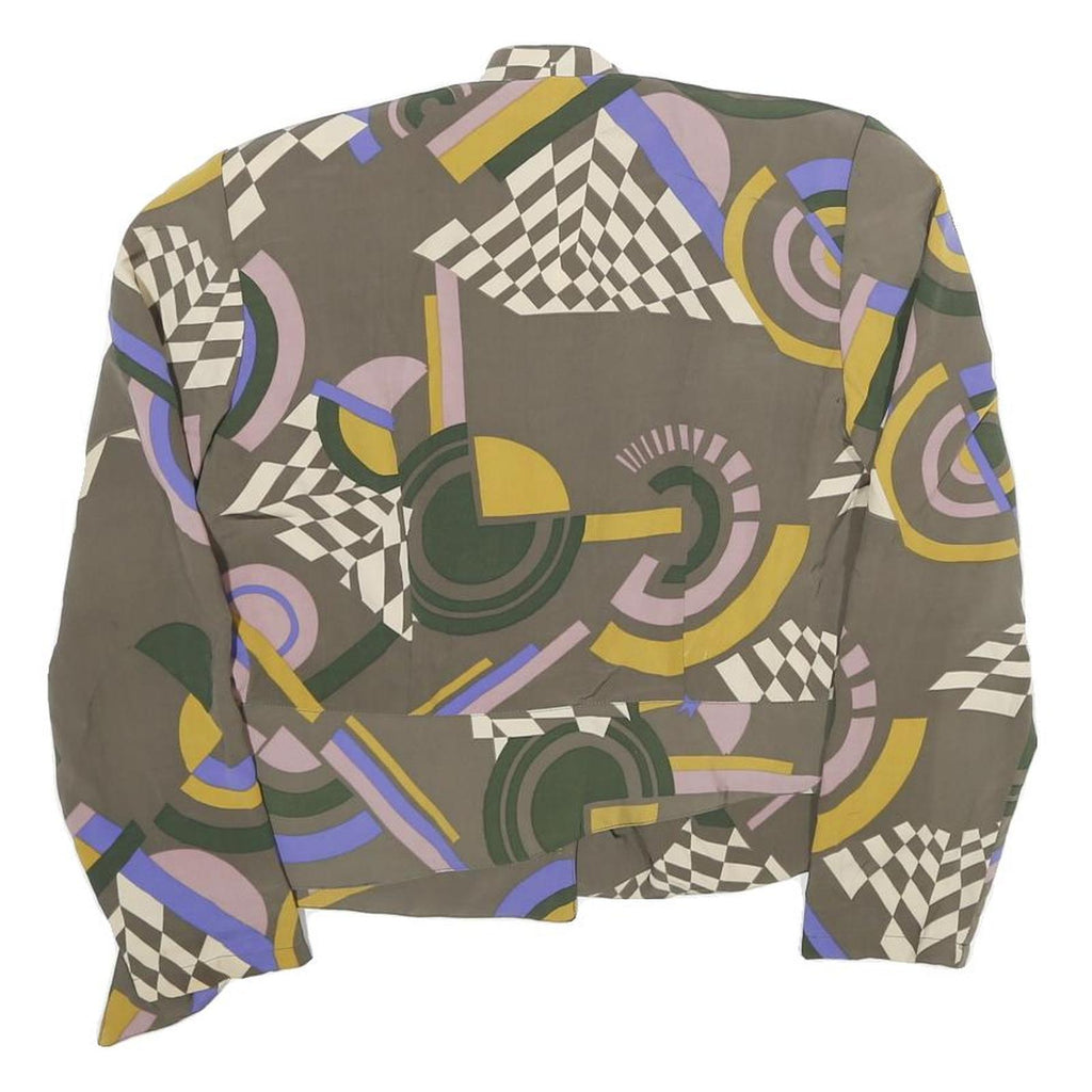 RICH LADY Womens Grey Green & Purple Printed Shirt Long Sleeve Collared S