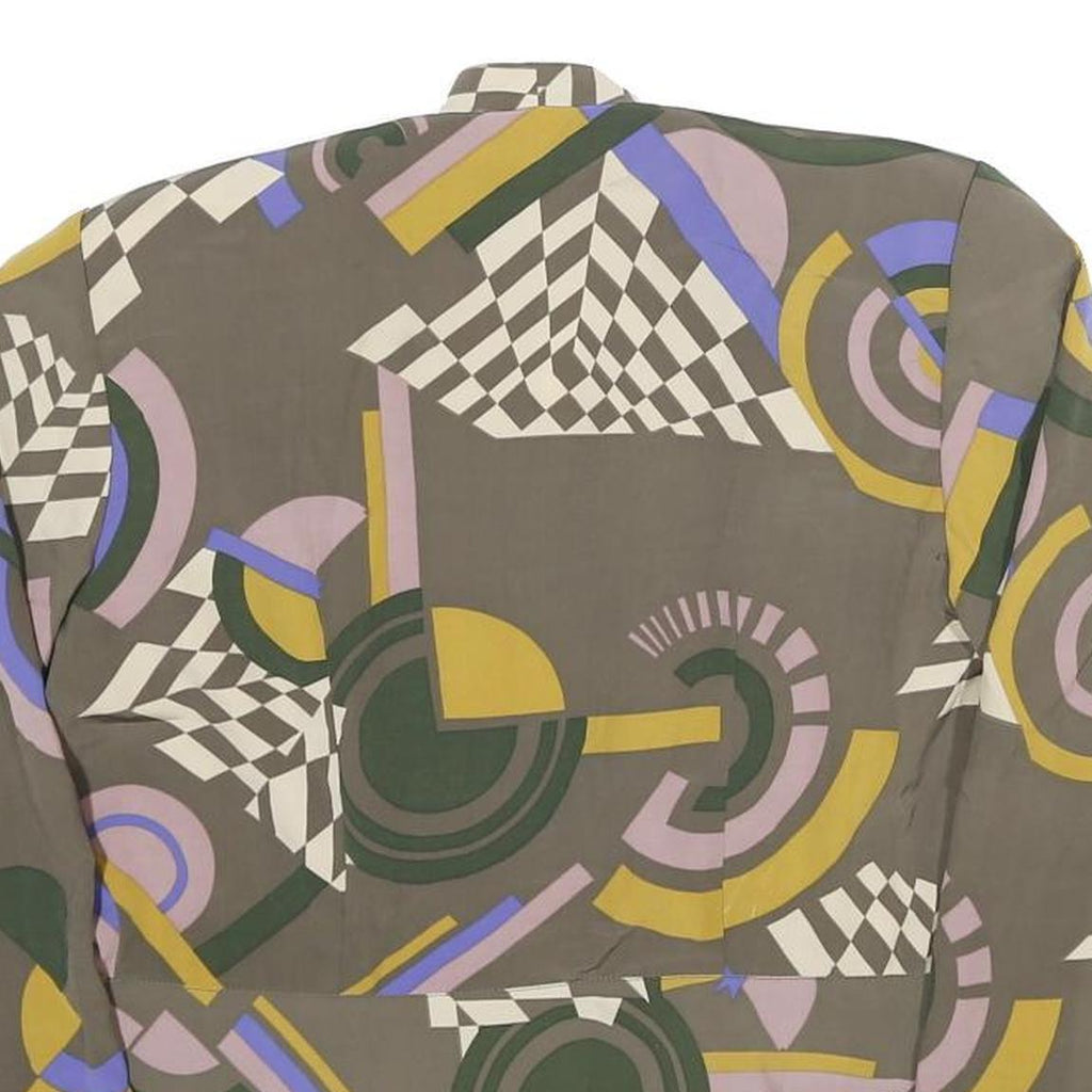 RICH LADY Womens Grey Green & Purple Printed Shirt Long Sleeve Collared S