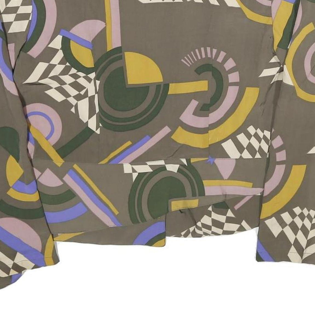 RICH LADY Womens Grey Green & Purple Printed Shirt Long Sleeve Collared S