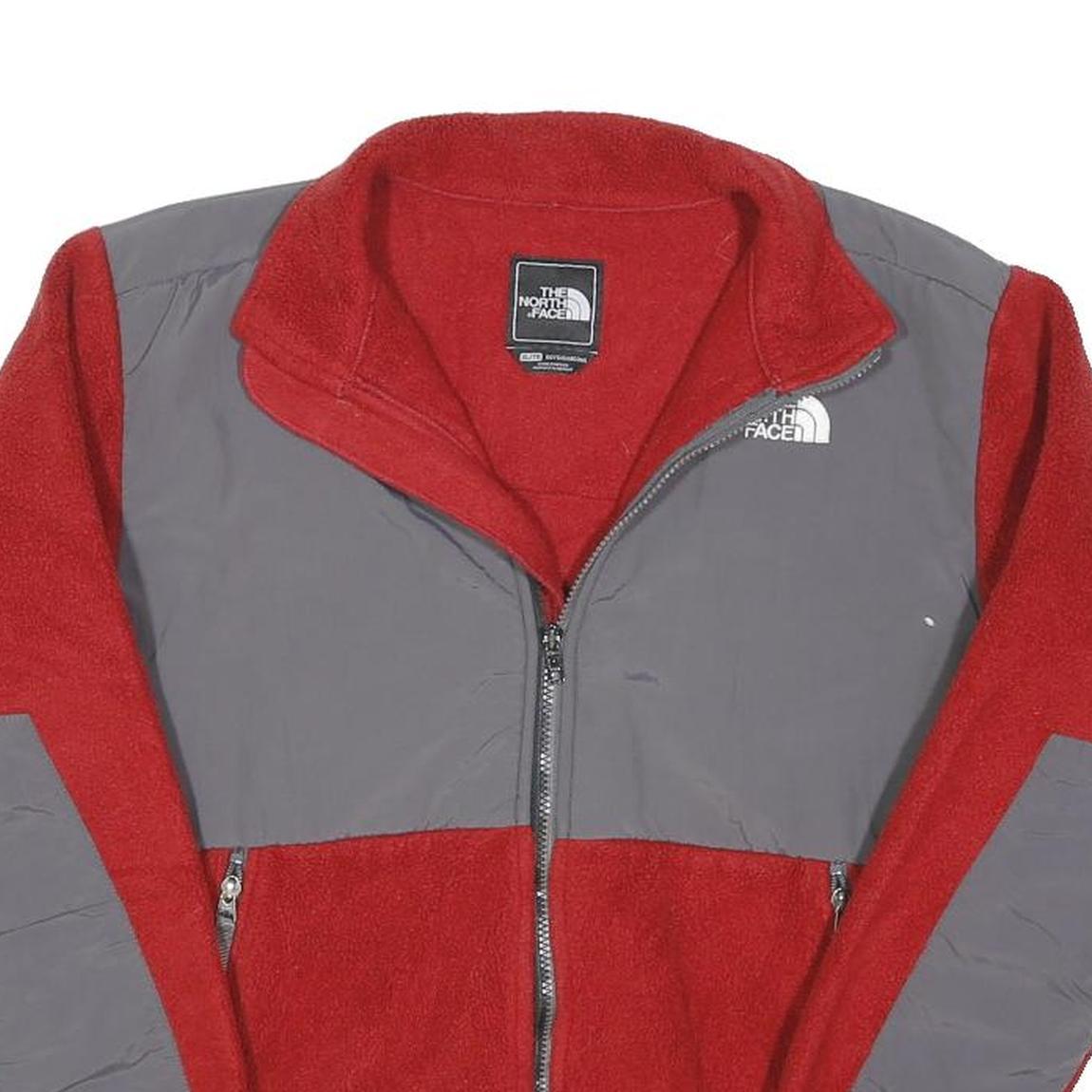 THE NORTH FACE Boys Red & Grey Windbreaker Jacket XL Polyester Blend Zip Outdoor