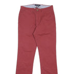 TOMMY HILFIGER Mens Cotton Blend Red Slim Straight Trousers W28 L32 Casual Wear