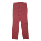 TOMMY HILFIGER Mens Cotton Blend Red Slim Straight Trousers W28 L32 Casual Wear
