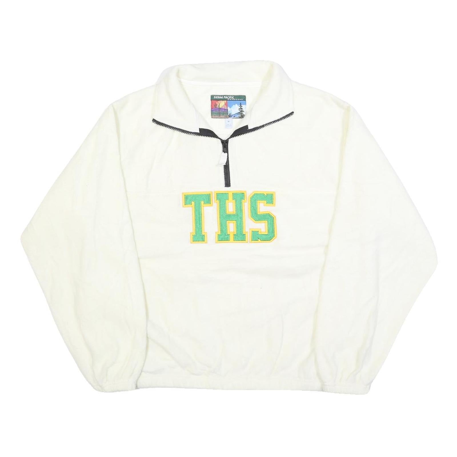 SIERRA PACIFIC Mens White Jumper Plain Crew Neck Basic Knit M Pullover Soft