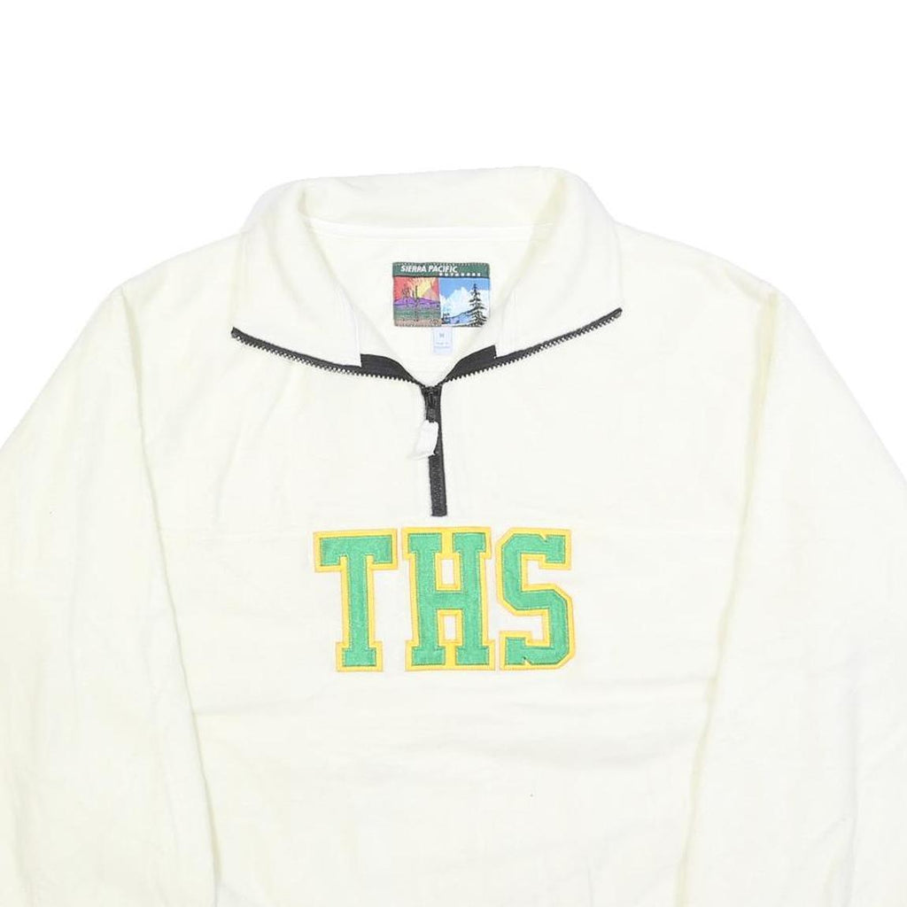 SIERRA PACIFIC Mens White Jumper Plain Crew Neck Basic Knit M Pullover Soft