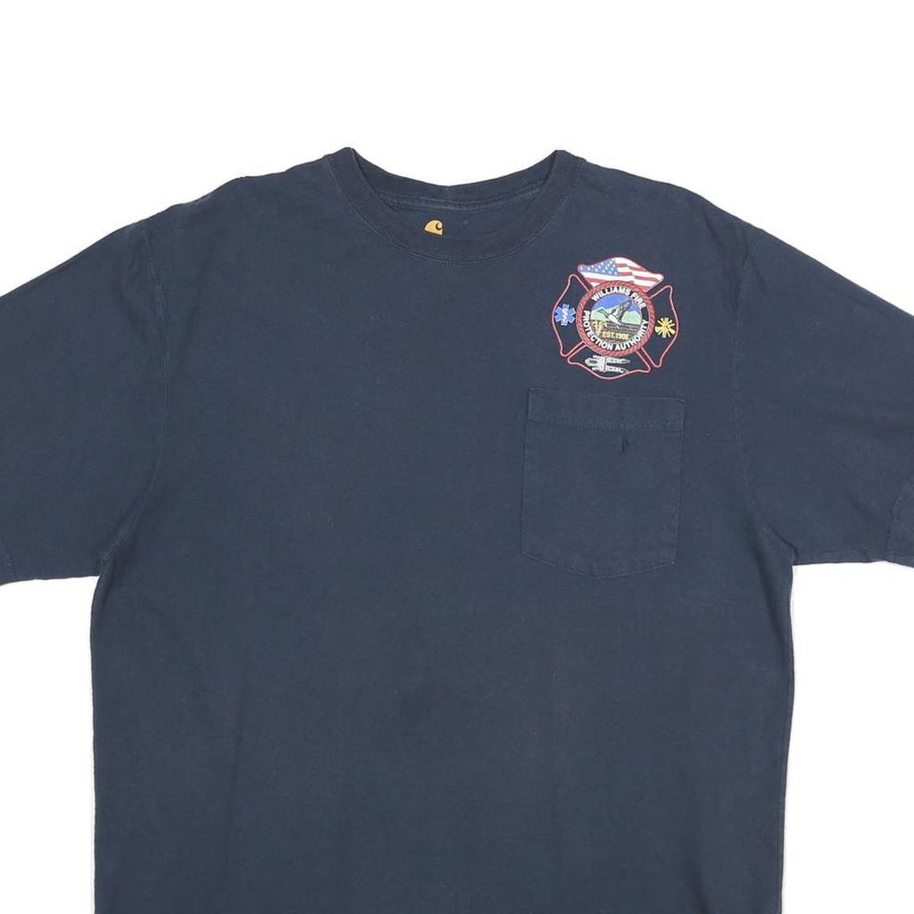 CARHARTT Mens Navy Blue Williams Fire Graphic T-Shirt M Short Sleeve Crew Neck