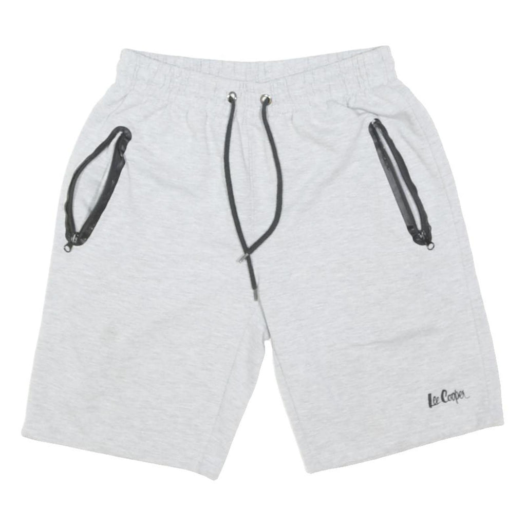 LEE COOPER Mens Shorts Light Grey Casual Cotton Blend M W26 Drawstring Waist
