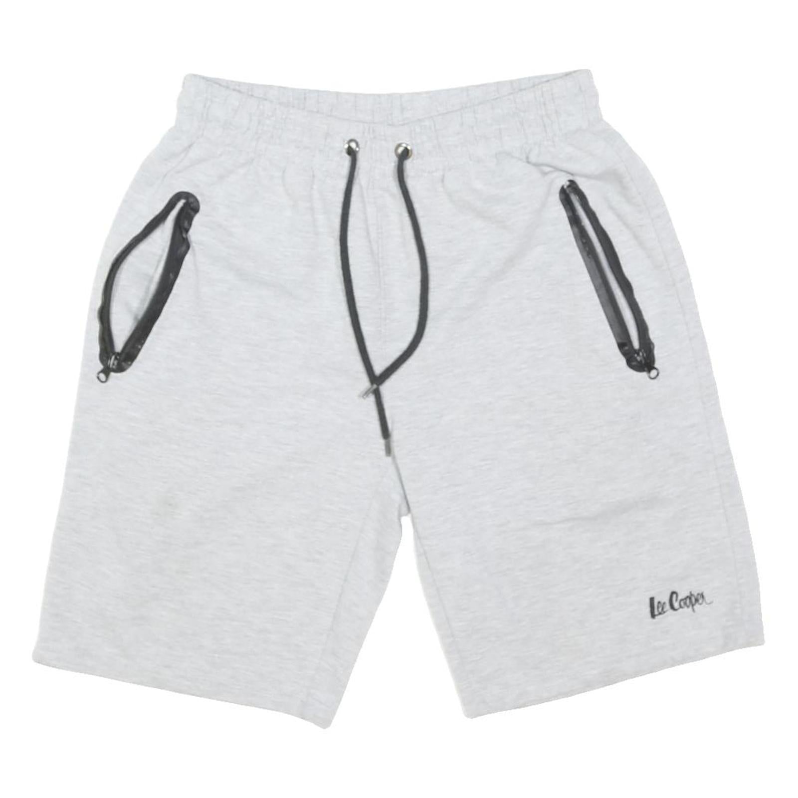 LEE COOPER Mens Shorts Light Grey Casual Cotton Blend M W26 Drawstring Waist
