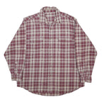 FIELD & STREAM Mens Maroon & Cream Plaid Shirt XL Casual Cotton Long Sleeve