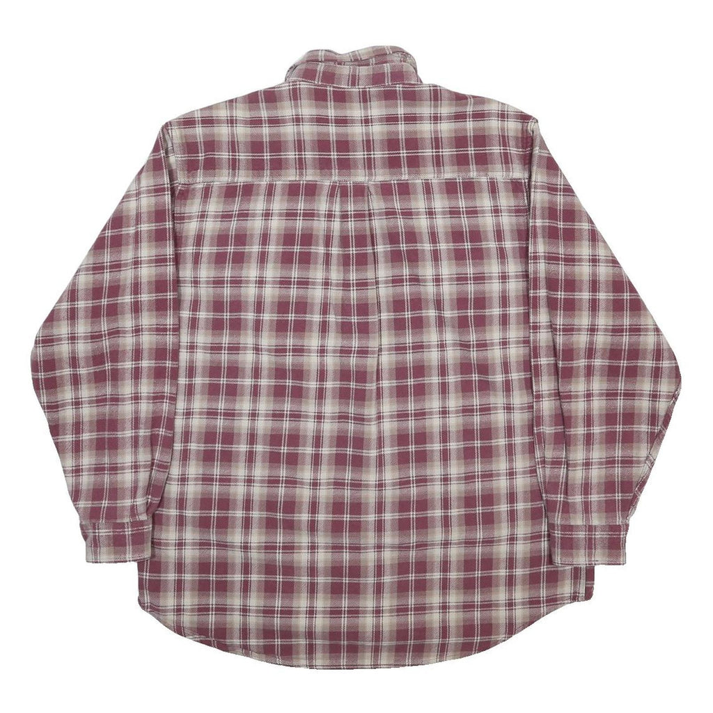 FIELD & STREAM Mens Maroon & Cream Plaid Shirt XL Casual Cotton Long Sleeve