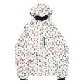 BELOW ZERO Mens White & Black Red Patterned Zip Nylon Jacket S Outdoor Hooded