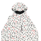 BELOW ZERO Mens White & Black Red Patterned Zip Nylon Jacket S Outdoor Hooded
