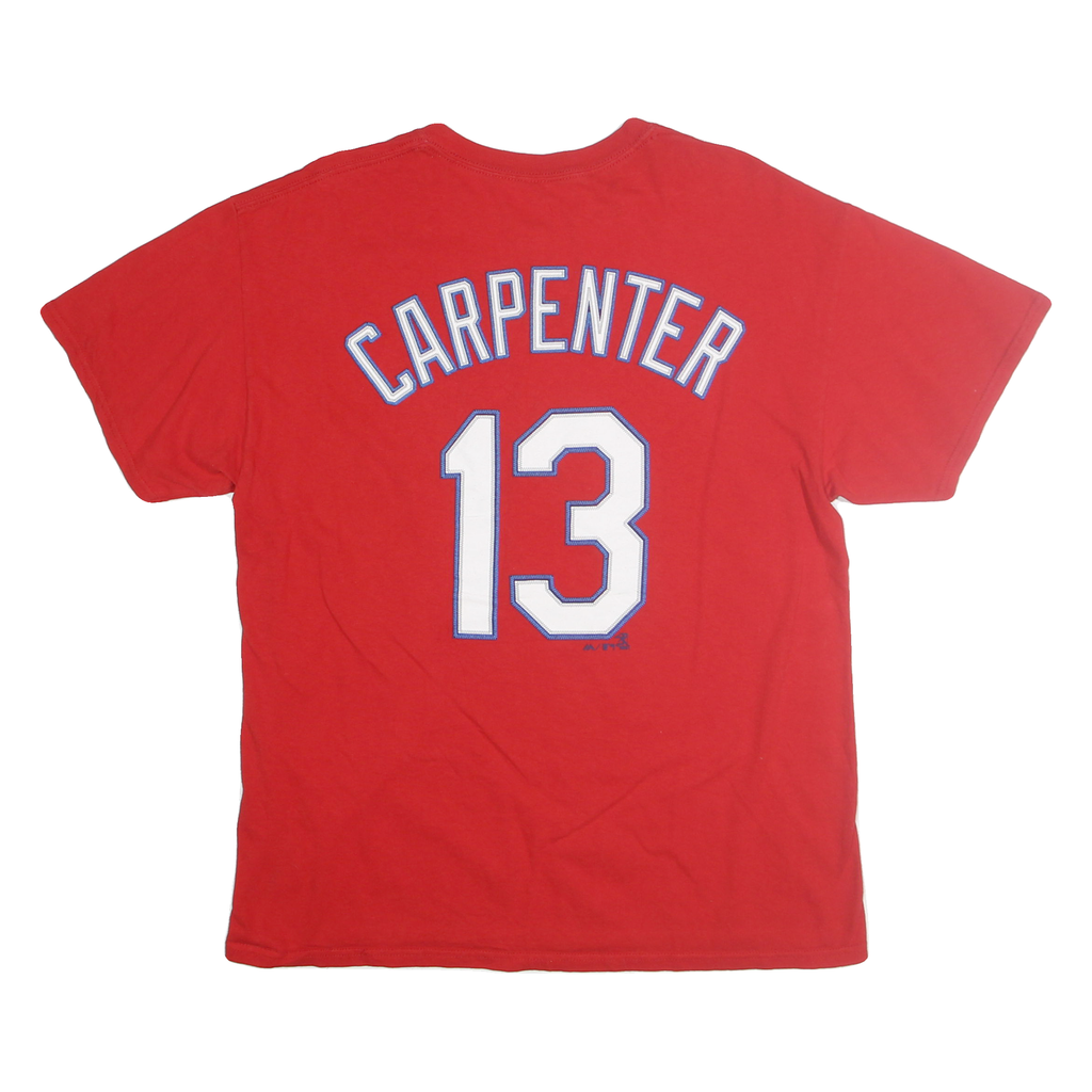 MAJESTIC Mens Red Cardinals Graphic T-Shirt L Short Sleeve Crew Neck Baseball