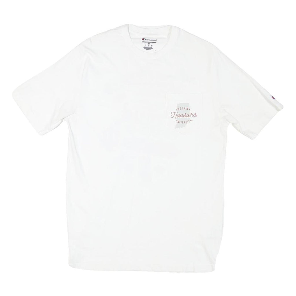 CHAMPION Mens White Indiana Hoosiers Graphic T-Shirt M Short Sleeve Crew Neck
