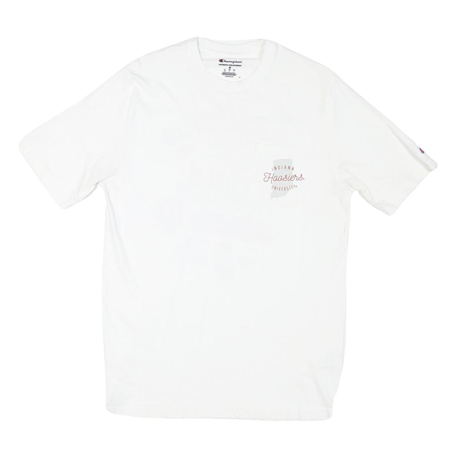 CHAMPION Mens White Indiana Hoosiers Graphic T-Shirt M Short Sleeve Crew Neck