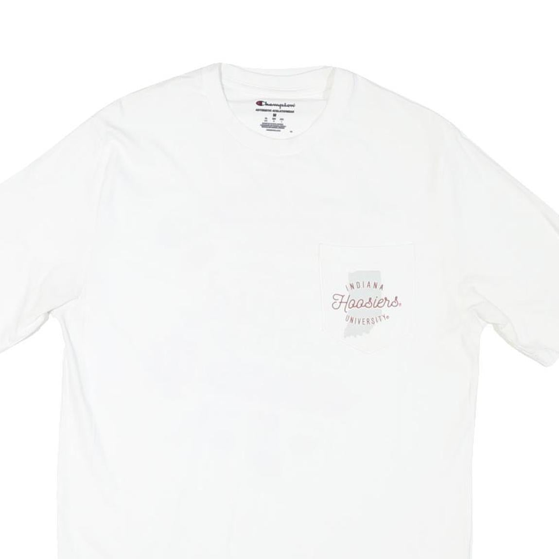 CHAMPION Mens White Indiana Hoosiers Graphic T-Shirt M Short Sleeve Crew Neck