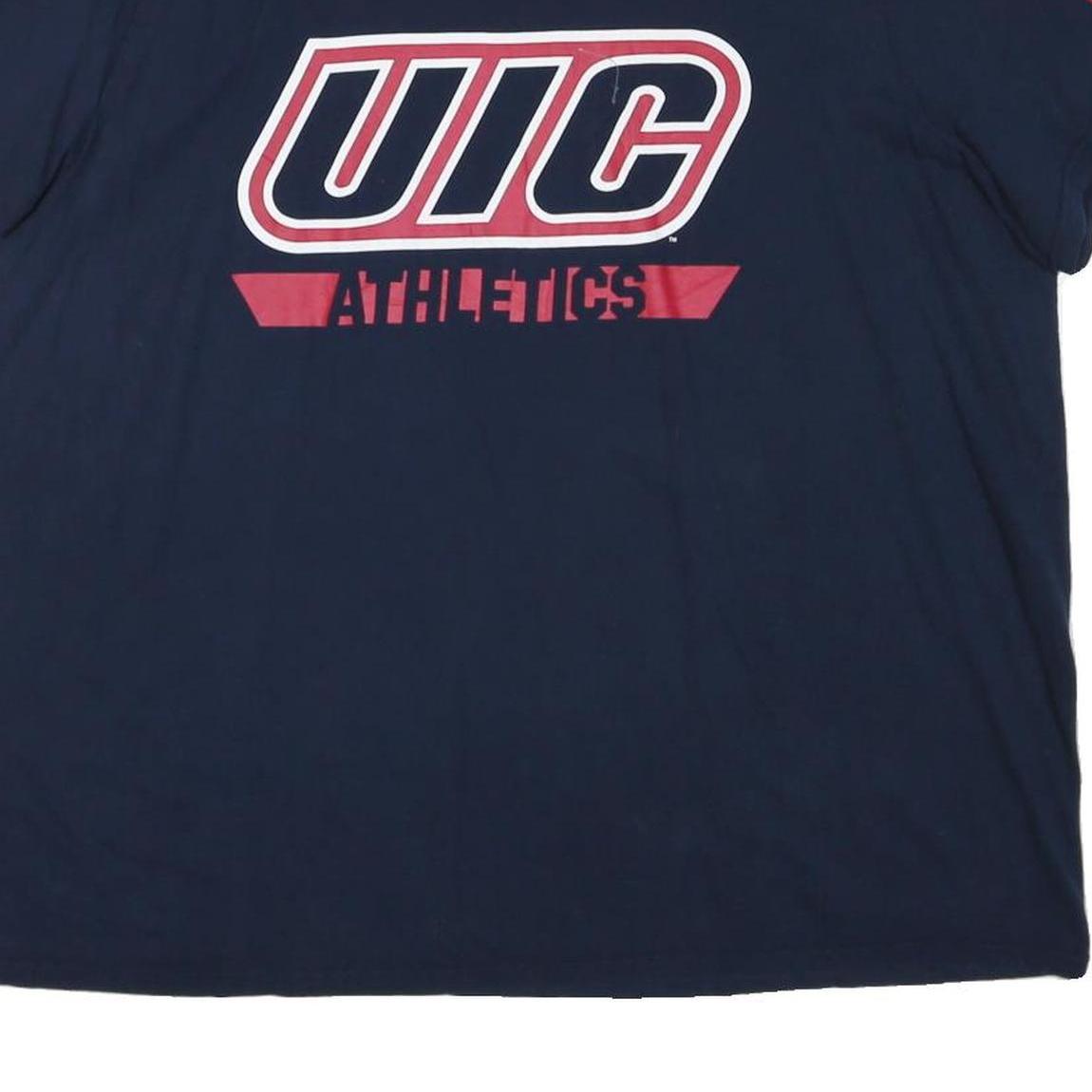 ADIDAS Mens Navy Blue UIC Athletics Graphic T-Shirt 2XL Short Sleeve Crew Neck