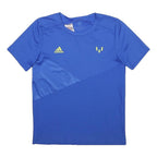 ADIDAS Boys Blue Messi Graphic T-Shirt 11-12Y Short Sleeve Crew Neck Sport