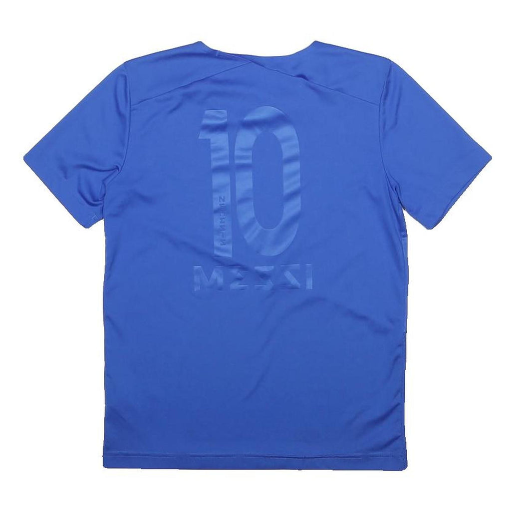 ADIDAS Boys Blue Messi Graphic T-Shirt 11-12Y Short Sleeve Crew Neck Sport