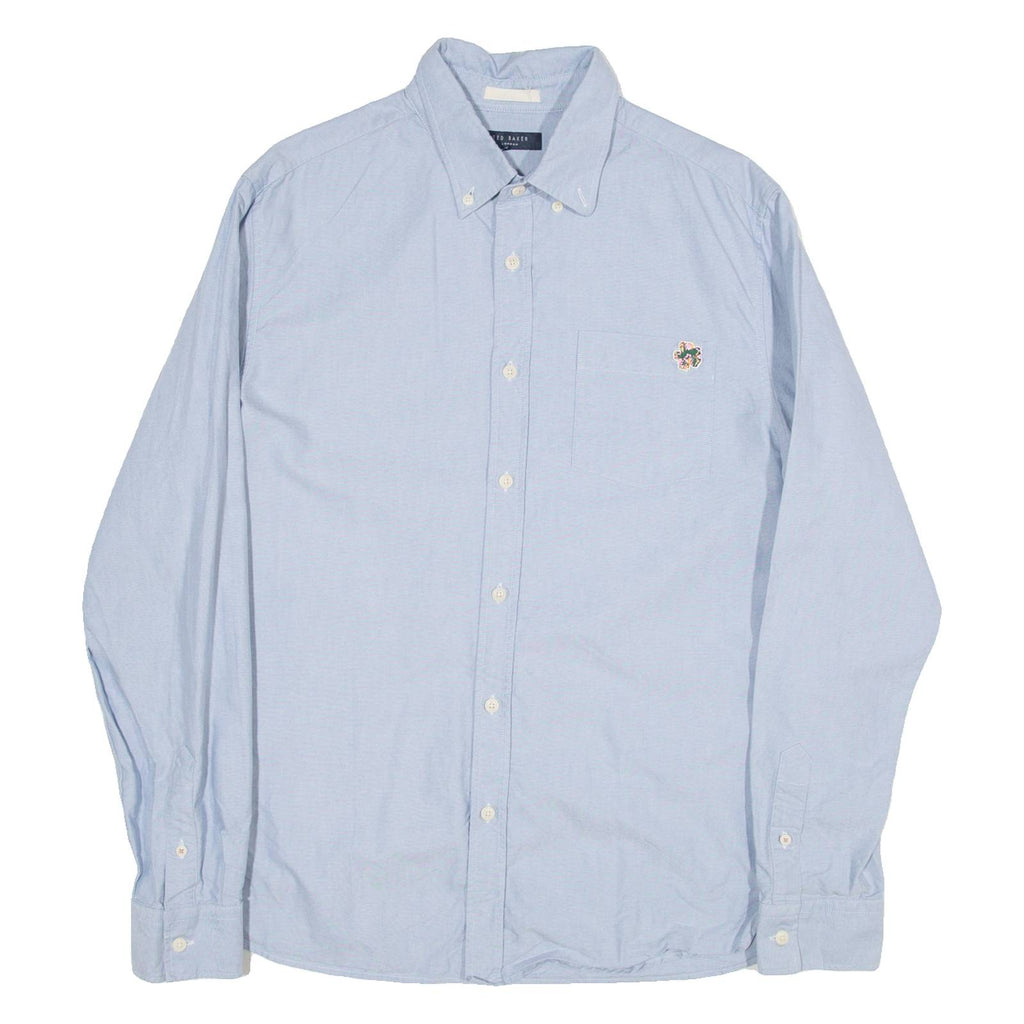 TED BAKER Mens Plain Shirt Blue Long Sleeve M