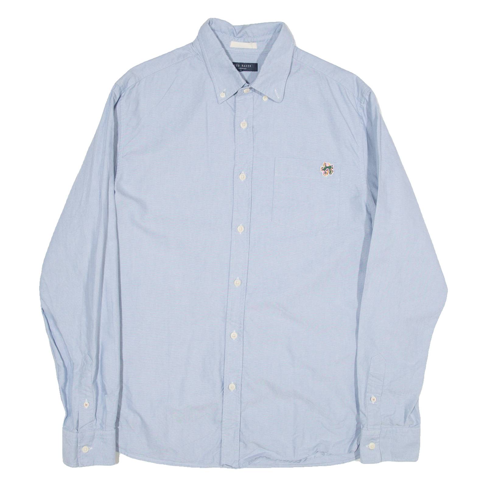 TED BAKER Mens Plain Shirt Blue Long Sleeve M