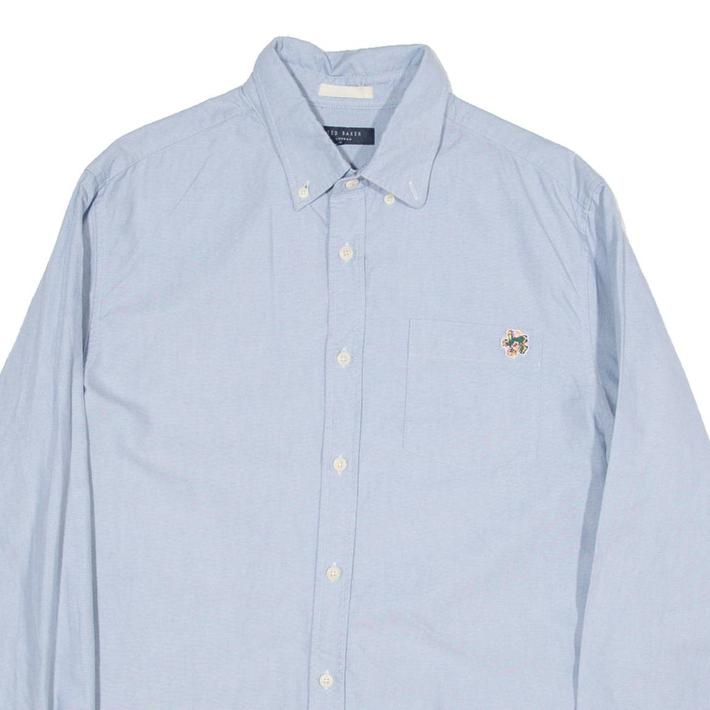 TED BAKER Mens Plain Shirt Blue Long Sleeve M
