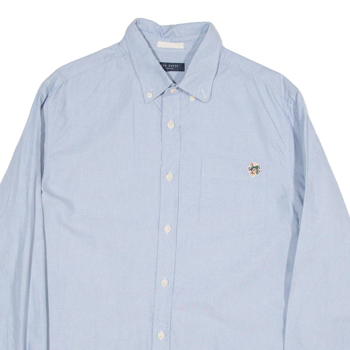 TED BAKER Mens Plain Shirt Blue Long Sleeve M